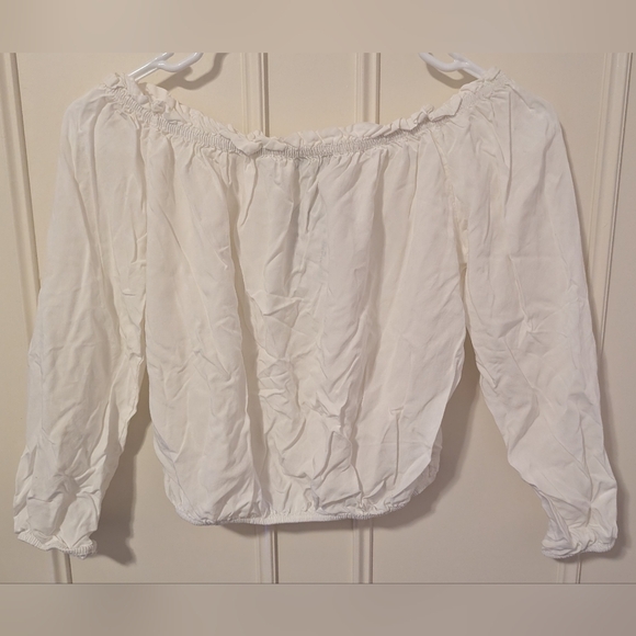 Brandy Melville White Maura Long Sleeve Off The Shoulder Top - Picture 1 of 4